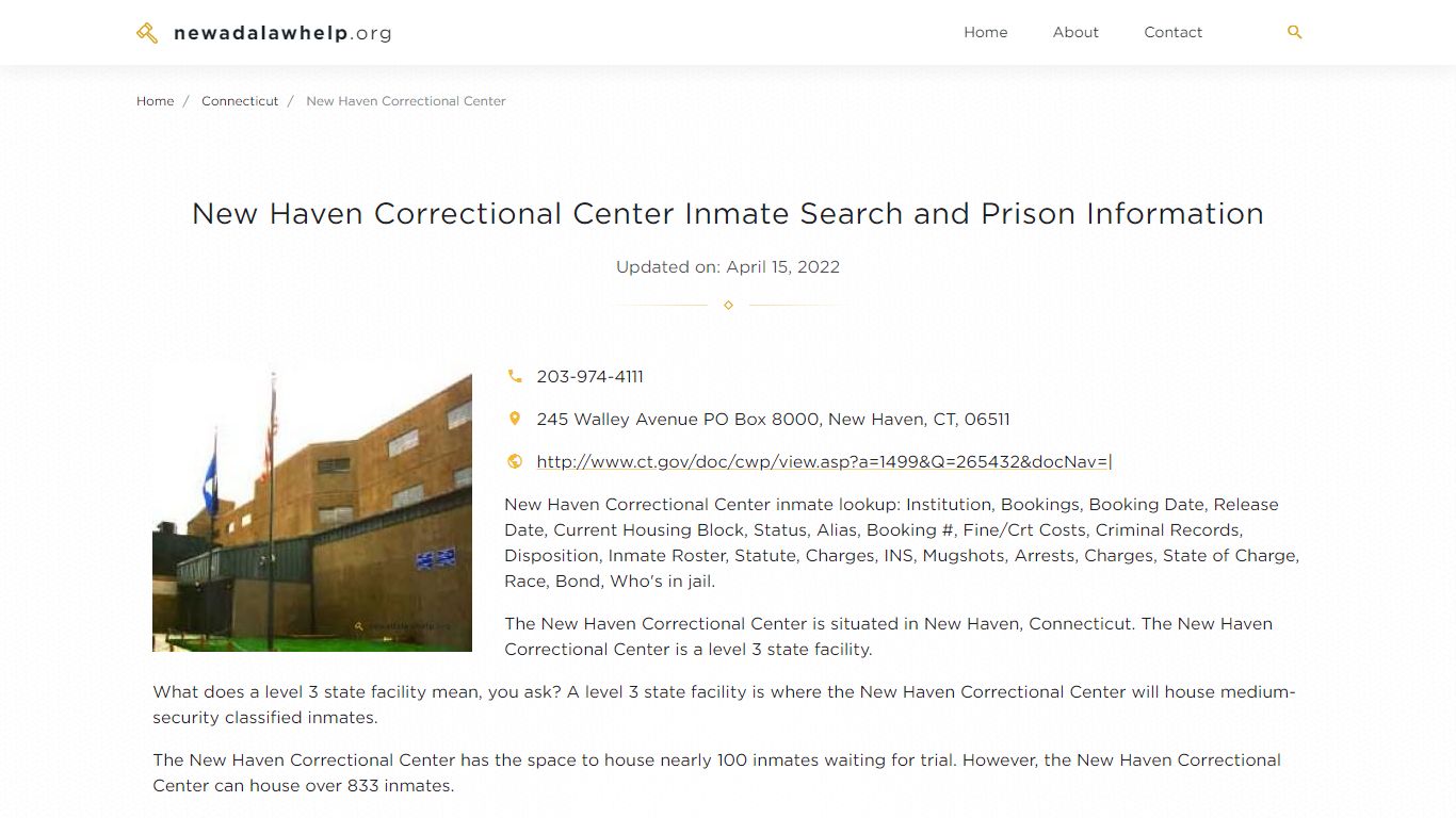 New Haven Correctional Center Inmate Search, Visitation ...